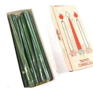Vtg. 12in. Dripless Smokeless Green Holiday Candles 8 pack New